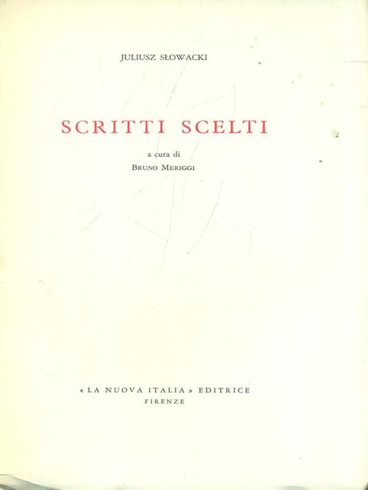 Scritti scelti - Juliusz Slowacki - copertina