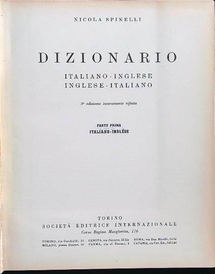 Dizionario italiano-inglese/inglese-italiano 2vv - Nicola Spinelli - copertina