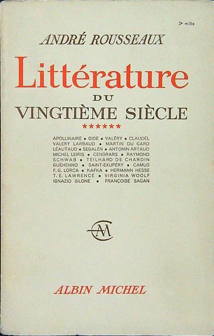 Litterature du vingtieme siecle tome VI - Andrè Rousseaux - copertina