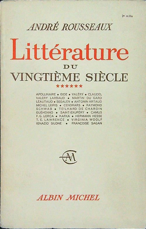 Litterature du vingtieme siecle tome VI - Andrè Rousseaux - copertina