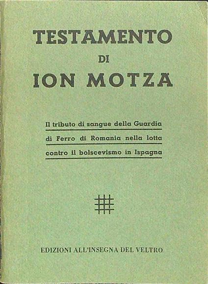 Testamento di Ion Motza - copertina