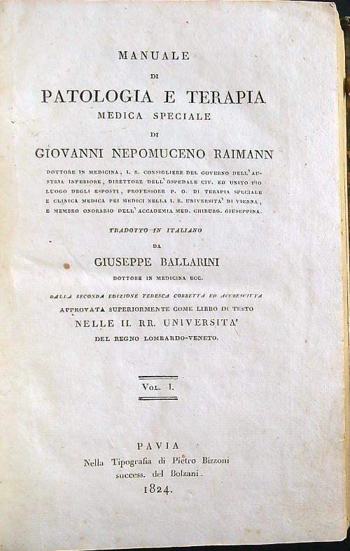 Manuale di patologia e terapia medica speciale vol.I
