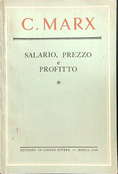 Salario, prezzo e profitto - C. Marx - copertina