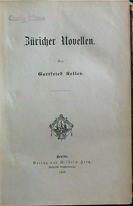 Züricher Novellen - Gottfried Keller - copertina