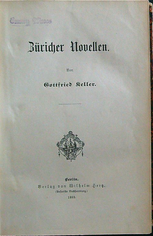 Züricher Novellen - Gottfried Keller - copertina