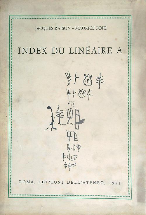 Index du linéaire A  - Jacques Raison - copertina