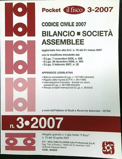 Codice civile 2007 Bilancio-società-assemblee - copertina