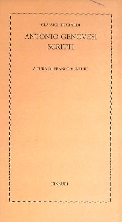 Scritti  - Antonio Genovesi - copertina