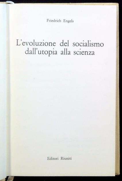 L' evoluzione del socialismo dall'utopia alla scienza - Friedrich Engels - copertina