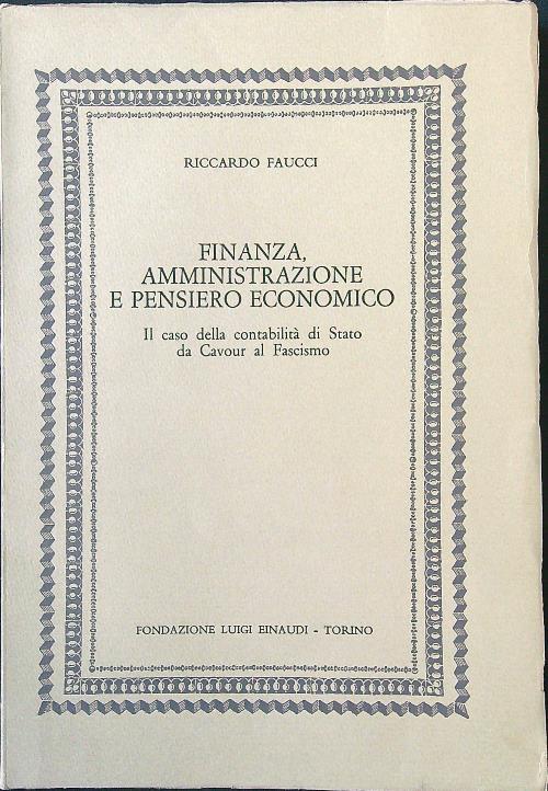 Finanza amministrazione e pensiero economico