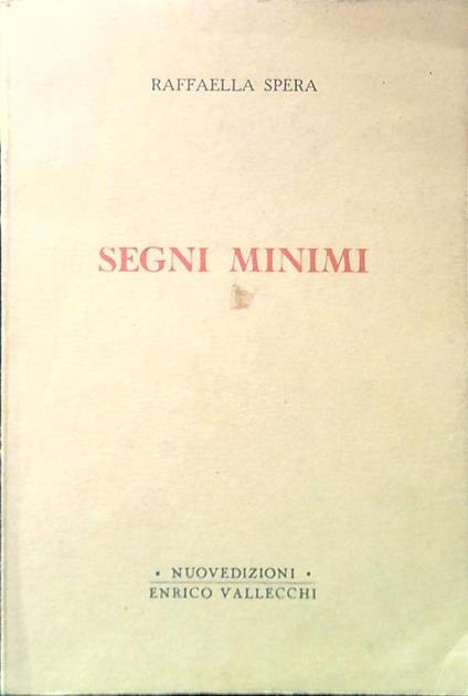 Segni minimi - Raffaella Spera - copertina