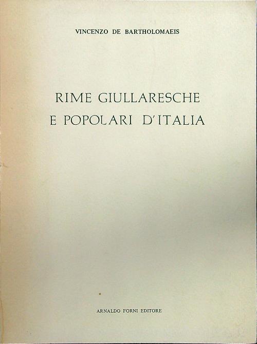 Rime giullaresche e popolari d'Italia - Vincenzo De Bartholomaeis - copertina