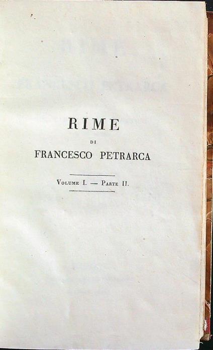 Rime vol.I parte II - Francesco Petrarca - copertina
