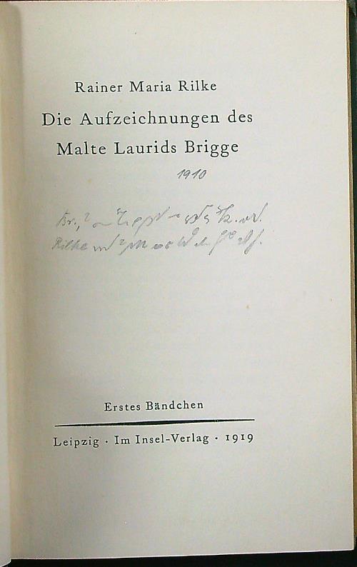 Die aufzeichnungen des Malte Laurids Brigge 2vv - Rainer Maria Rilke - copertina