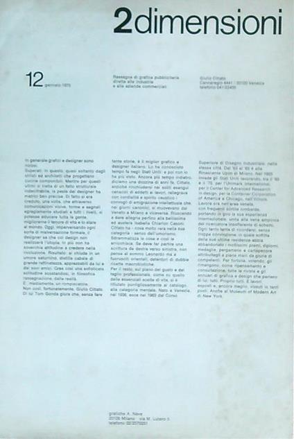 2dimensioni 12/ gennaio 1975 - copertina