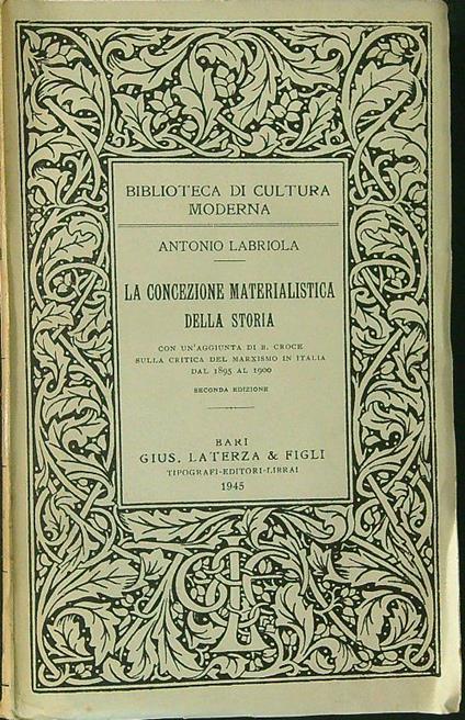 La  concezione materialistica della storia - Antonio Labriola - copertina