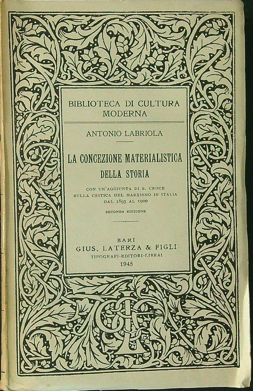 La  concezione materialistica della storia - Antonio Labriola - copertina