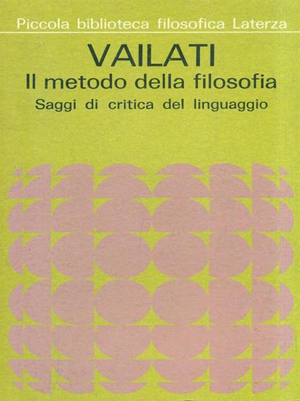 Il metodo della filosofia - Giovanni Vailati - copertina