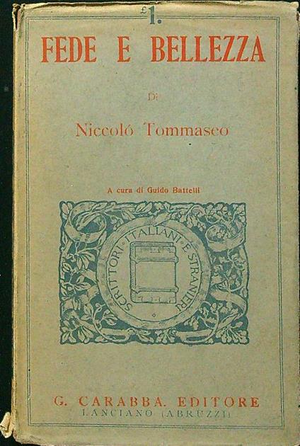 Fede e bellezza - Niccolo' Tommaseo - copertina