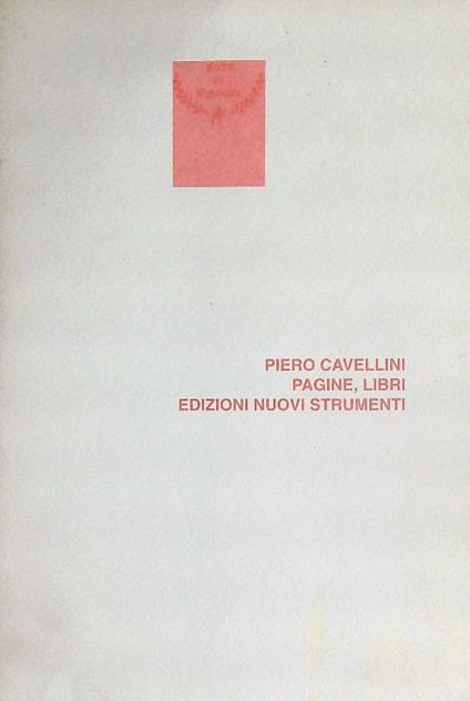 Pagine, libri - Piero Cavellini - copertina