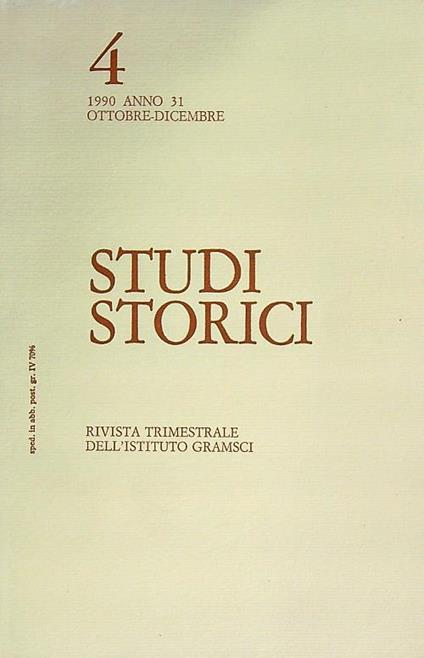 Studi storici 4/ 1990 Anno 31 - copertina