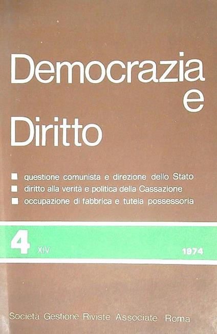 Democrazia e diritto 4/1974 - aavv. - copertina