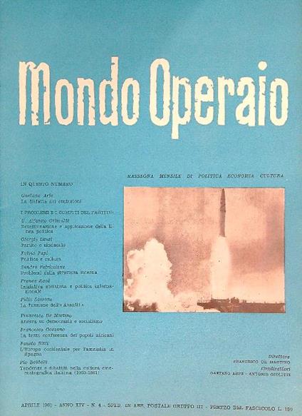 Mondo Operaio 4/1961 - copertina