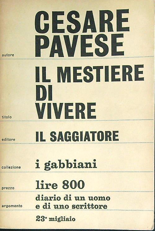 Il mestiere di vivere - Cesare Pavese - copertina