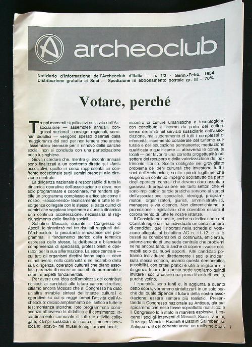Archeoclub 1/2 genn-febb 1984 - copertina