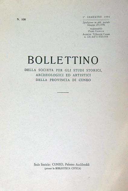 Bollettino 108/ 1 sem 1993 - copertina