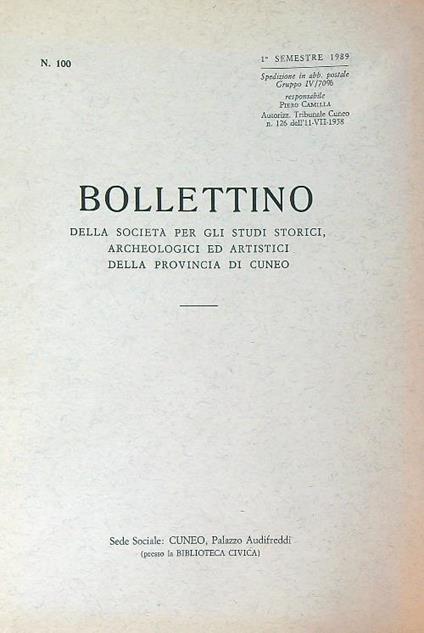 Bollettino 100/ 1 sem 1989 - copertina