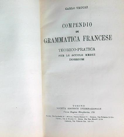 Compendio di grammatica francese - Carlo Truchi - copertina