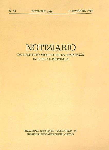 Notiziario 30/1986 - copertina