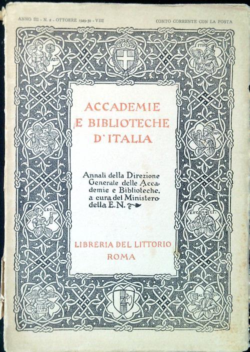 Accademie e biblioteche d'Italia - Anno III, N. 2/Ottobre 1929-30