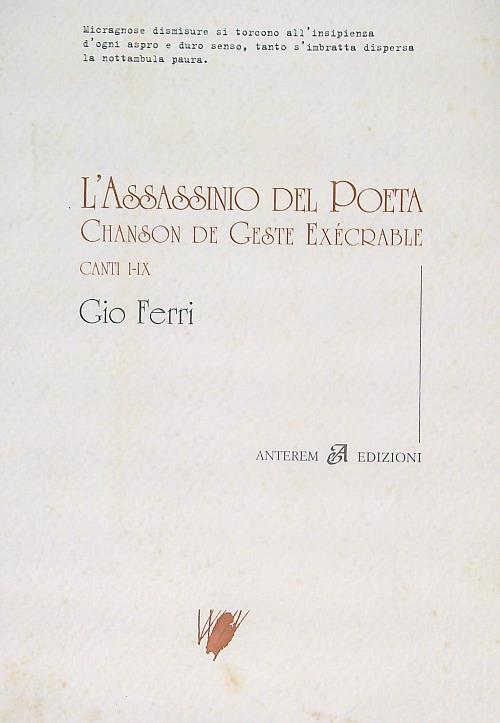 L' Assassinio del poeta - Gio Ferri - copertina