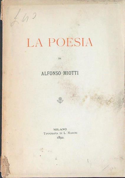 La  poesia - Alfonso Miotti - copertina