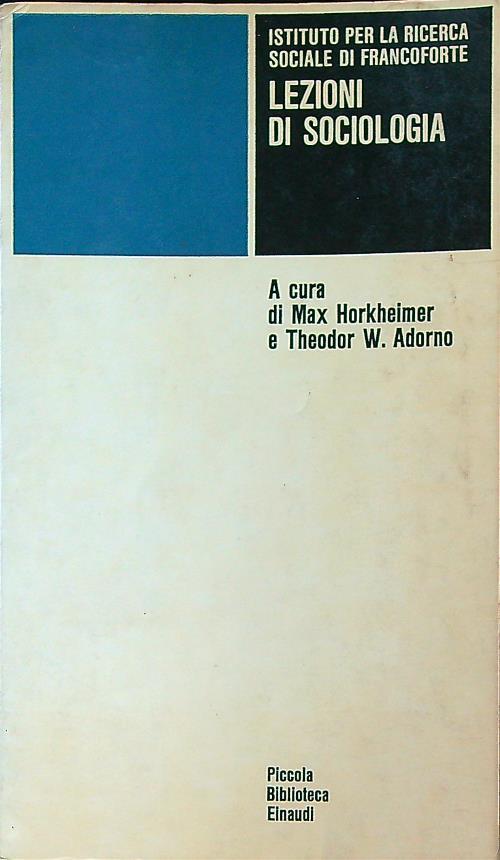 Lezioni di sociologia - Max Horkheimer - copertina