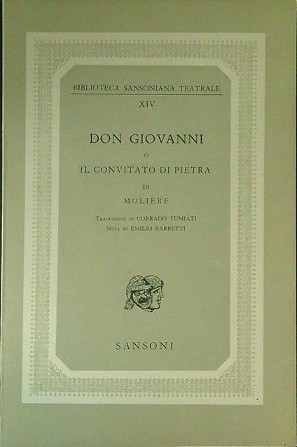 Don Giovanni o il convitato di pietra  - Moliere - copertina