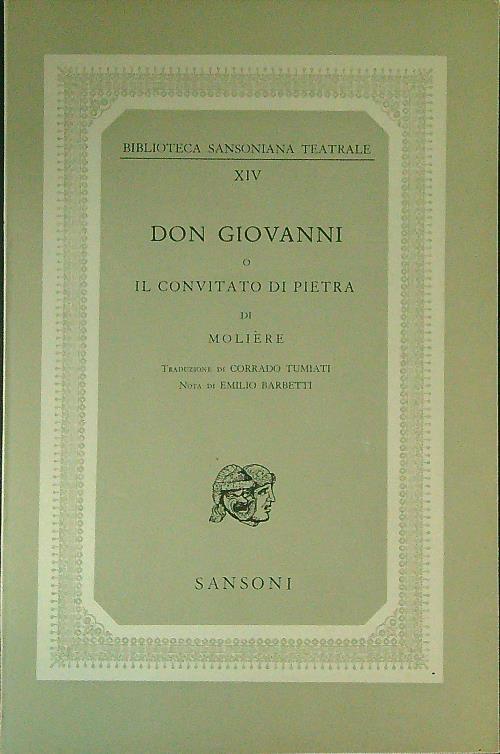 Don Giovanni o il convitato di pietra  - Moliere - copertina