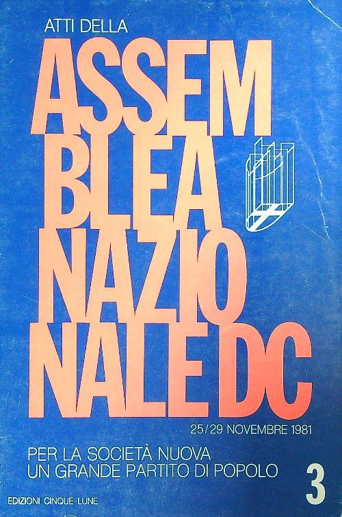 Atti dell'assemblea nazionale DC/1981 N. 3 - copertina