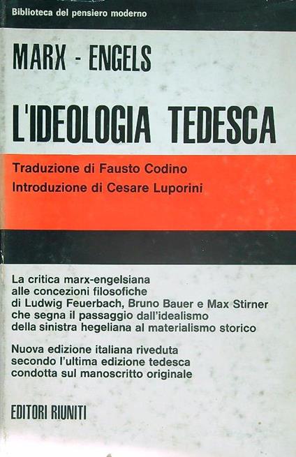 L' ideologia tedesca - Karl Marx - copertina