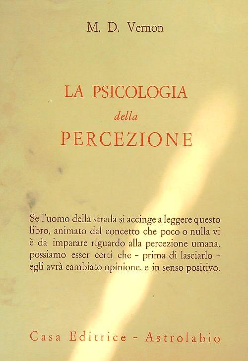 La psicologia della percezione - M.D. Vernon - copertina