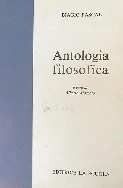 Antologia filosofica - Biagio Pascal - copertina