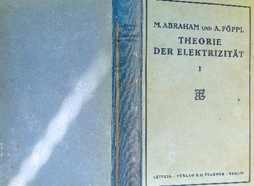 Theorie der Elektrizitat I - M. Abraham - copertina