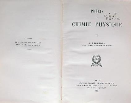 Précis de chimie physique - A. Berthoud - copertina
