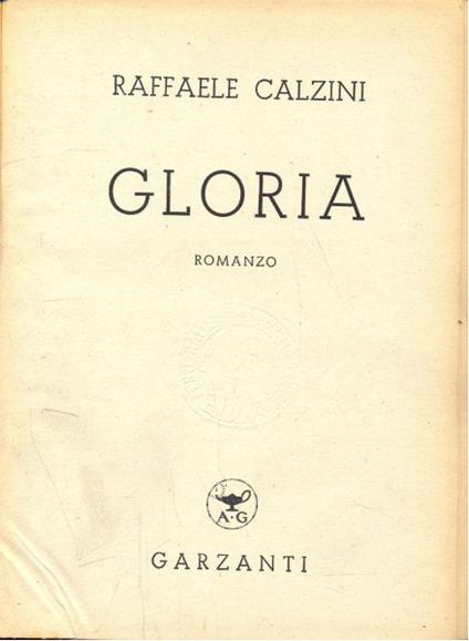 Gloria - Raffaele Calzini - copertina