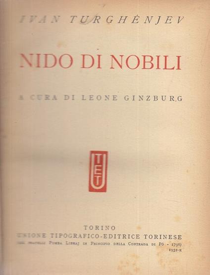 Nido di nobili - Ivan Turghenjev - copertina