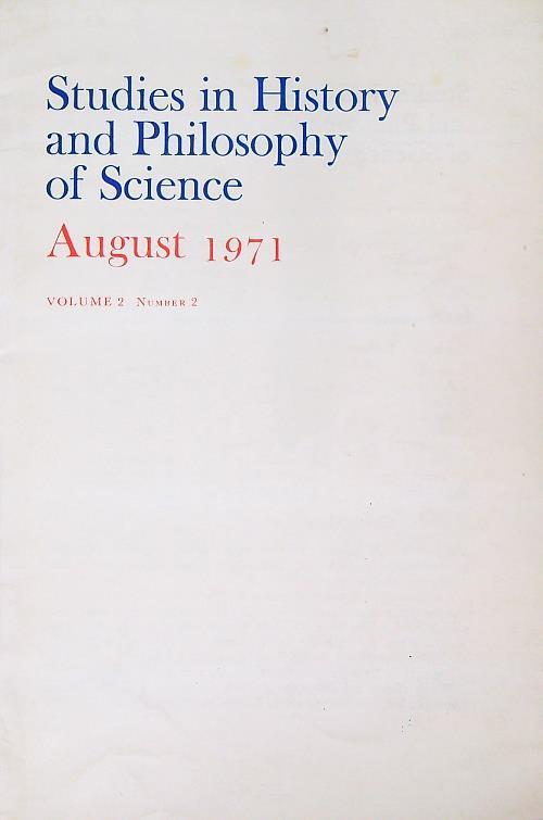 Studies in History and Philosophy of Science 2/2 August 1971 - copertina