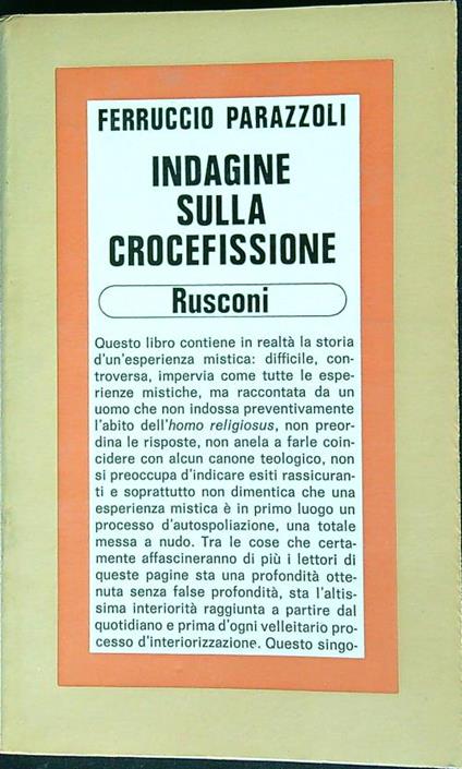 Indagine sulla crocefissione - Ferruccio Parazzoli - copertina