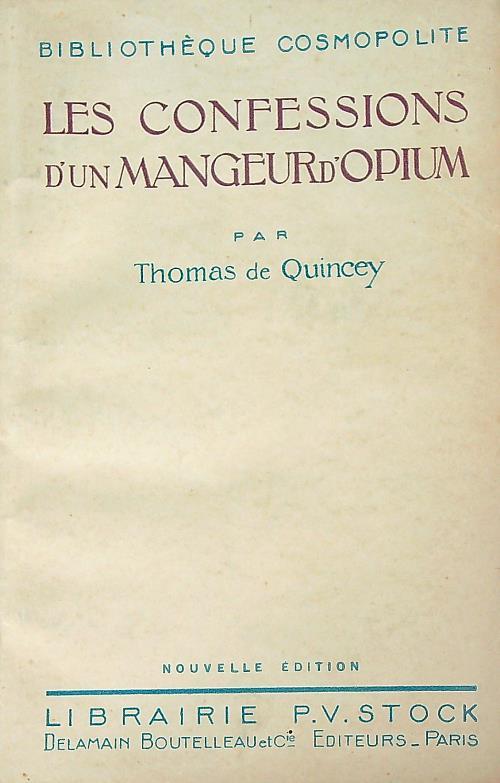 Les Confessions d'un mangeur d'opium  - Thomas De Quincey - copertina